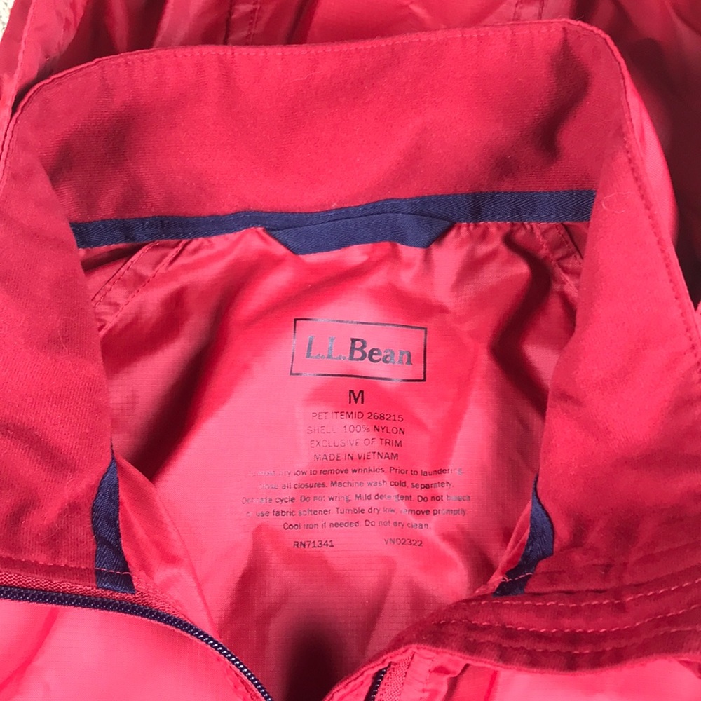 LL bean red lightweight windbreaker jacket size M - Picture 2 of 5